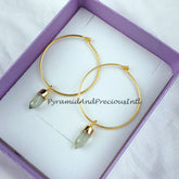 Prehnite Earring, Gemstone Earring, Handmade Earring, Pencil Earring, Gold Electroplated Earring